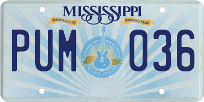 MS license plate PUM036