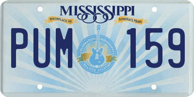 MS license plate PUM159