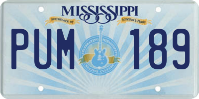 MS license plate PUM189