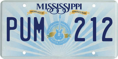 MS license plate PUM212