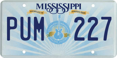 MS license plate PUM227