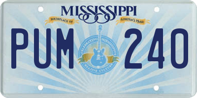 MS license plate PUM240