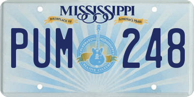 MS license plate PUM248