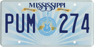 MS license plate PUM274