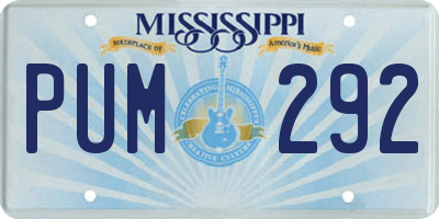 MS license plate PUM292
