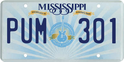 MS license plate PUM301