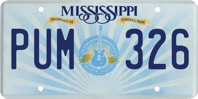 MS license plate PUM326