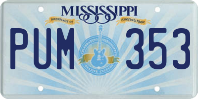 MS license plate PUM353