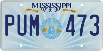 MS license plate PUM473