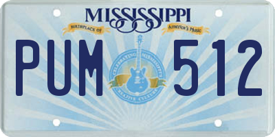 MS license plate PUM512