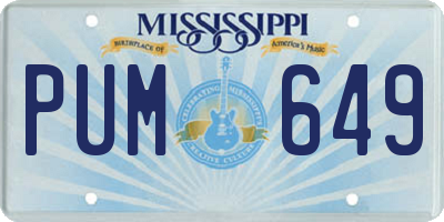MS license plate PUM649