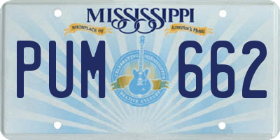 MS license plate PUM662