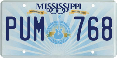 MS license plate PUM768
