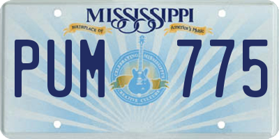 MS license plate PUM775