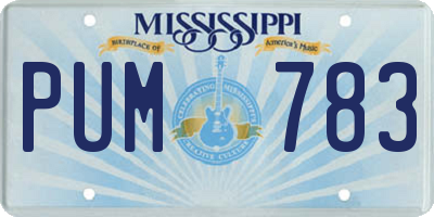 MS license plate PUM783