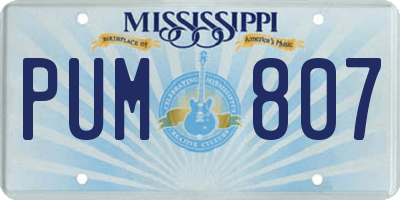 MS license plate PUM807