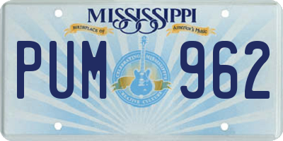 MS license plate PUM962