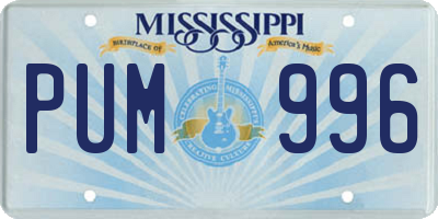 MS license plate PUM996