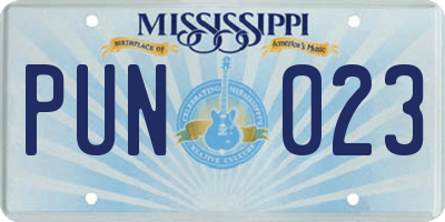 MS license plate PUN023