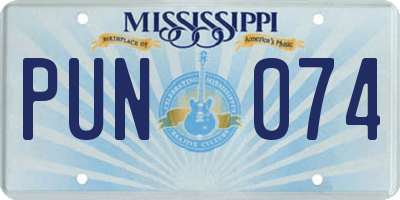 MS license plate PUN074