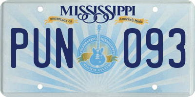 MS license plate PUN093