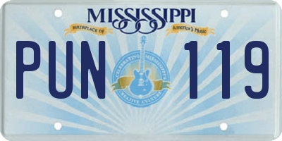 MS license plate PUN119