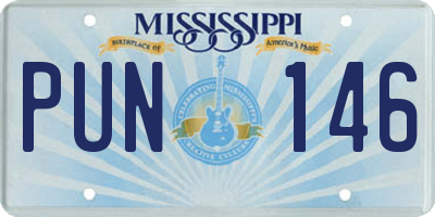 MS license plate PUN146