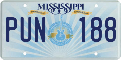 MS license plate PUN188