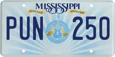 MS license plate PUN250