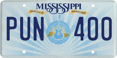 MS license plate PUN400
