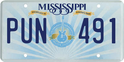 MS license plate PUN491