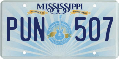 MS license plate PUN507
