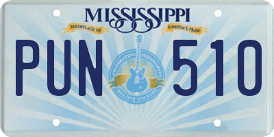 MS license plate PUN510