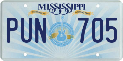 MS license plate PUN705