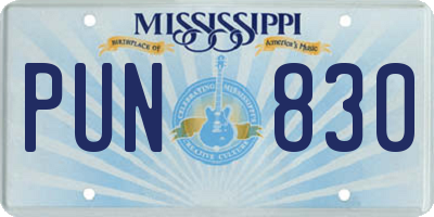 MS license plate PUN830