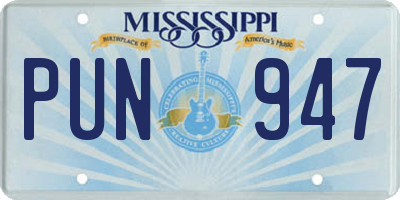 MS license plate PUN947