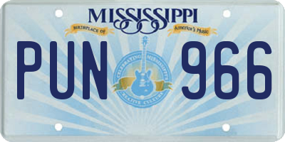 MS license plate PUN966