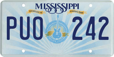 MS license plate PUO242