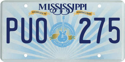 MS license plate PUO275