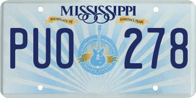 MS license plate PUO278