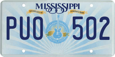 MS license plate PUO502