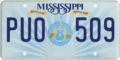 MS license plate PUO509