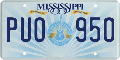 MS license plate PUO950
