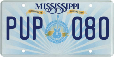 MS license plate PUP080
