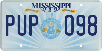 MS license plate PUP098