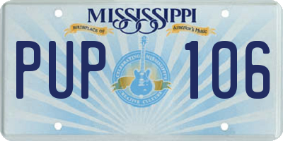 MS license plate PUP106
