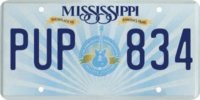 MS license plate PUP834