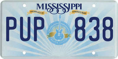 MS license plate PUP838