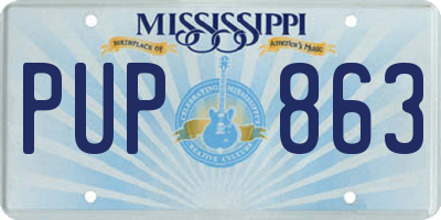 MS license plate PUP863