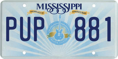 MS license plate PUP881